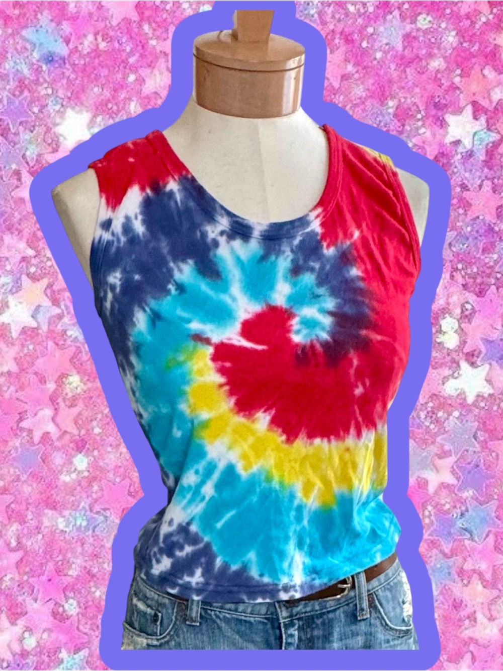 FREEZE! Vintage y2k tie dyed tank top S M hippie freeze cropped free people 70s